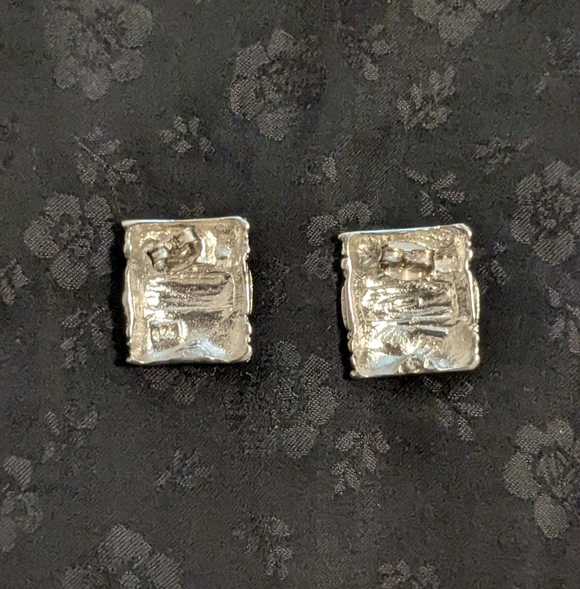 Chic 925 Solid Sterling Silver Textured Earrings - Picture 3 of 6